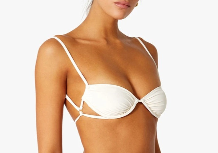 Rouched underwire White Bikini